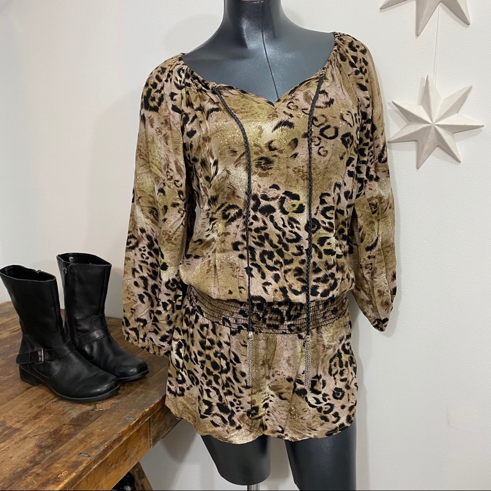 3/$25 vavavoom jeans leopard animal print top